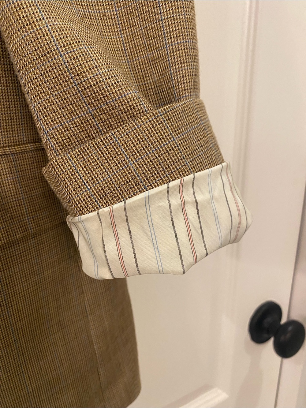Ralph Lauren Men's Tan Sport Coat Blazer Size 46S Wool Blend Classic Houndstooth - Picture 10 of 11